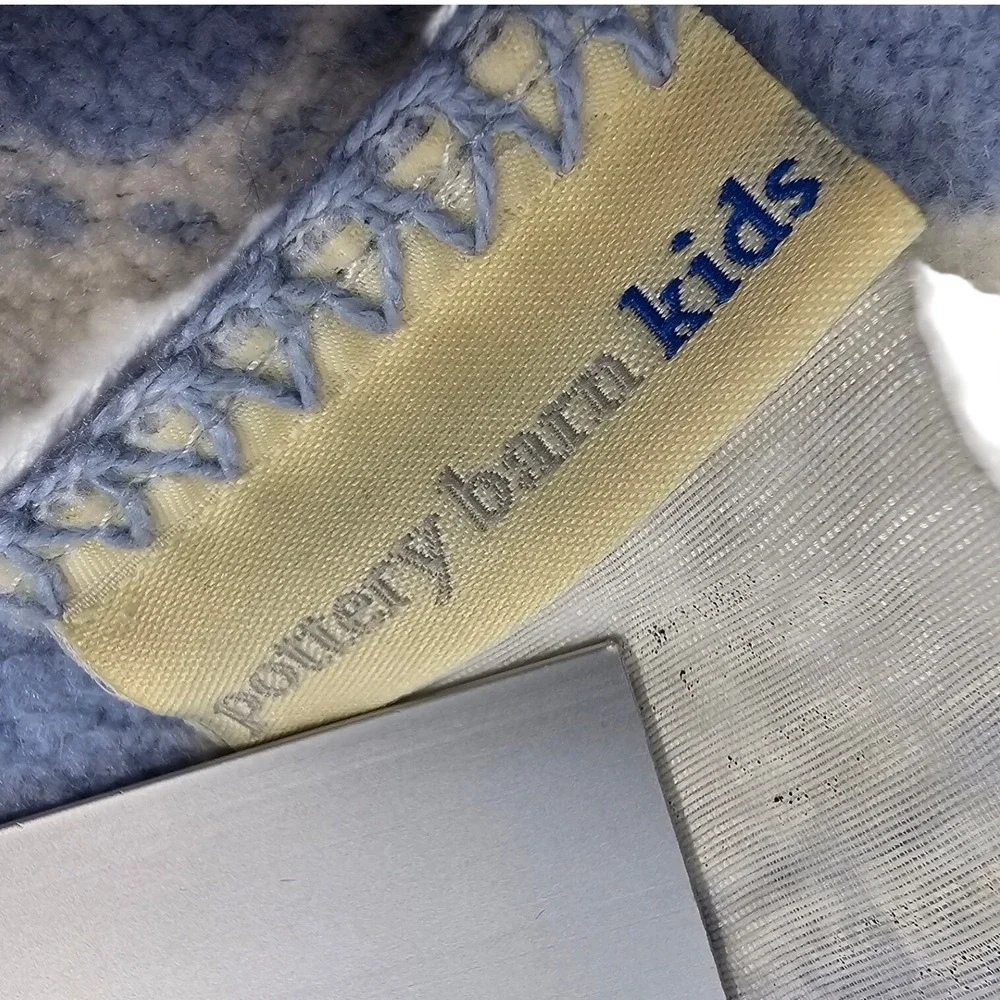 Pottery Barn Kids Cloud Fleece Baby‎ Blanket Blue White Soft Comfort